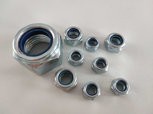 Pengencang Din 985 Lock Nut Carbon Steel Seng Disepuh Biru Dan Putih