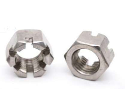 Pengikat M4 Hexagon Slotted Nut Carbon Steel Zinc Galvanized Din 935