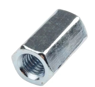 Standar DIN6334 Hexagon Long Nut Baja Karbon Galvanis