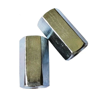Standar DIN6334 Hexagon Long Nut Baja Karbon Galvanis
