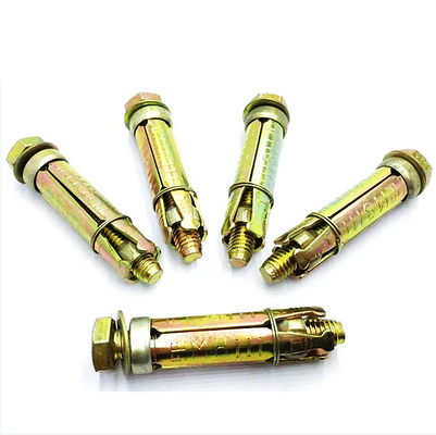 Memperbaiki Anchor baut dengan tiga atau empat pcs longgar Bolt Shield Anchor Kuning Zinc Plated dinding fix baut
