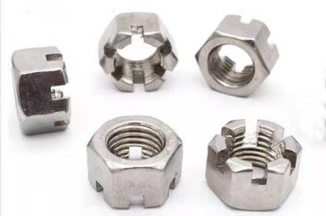 Pengikat M4 Hexagon Slotted Nut Carbon Steel Zinc Galvanized Din 935
