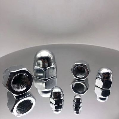 DIN1587 Kacang-kacangan Cap Domed Hexagon Kacang-kacangan Cap Domed Zinc ditanam polos