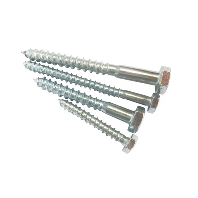Pengikat Baja Karbon Hex Screw Kayu Putih Zinc Plated M6-M12 Din571