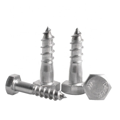 Pengikat Baja Karbon Hex Screw Kayu Putih Zinc Plated M6-M12 Din571
