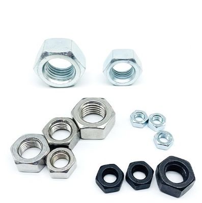 Baja Karbon M3 Hex Head Nuts Standar Zinc Plated / Hdg / Hitam Kelas 4.8/8.8/10.9